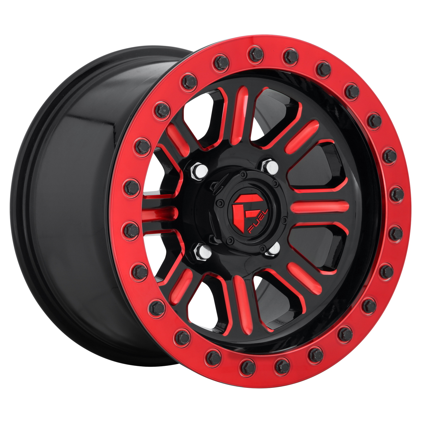 Fuel UTV D911 HARDLINE BL - OFF ROAD ONLY 15x10 25 4x156/4x156 GLOSS BLACK RED TINTED CLEAR