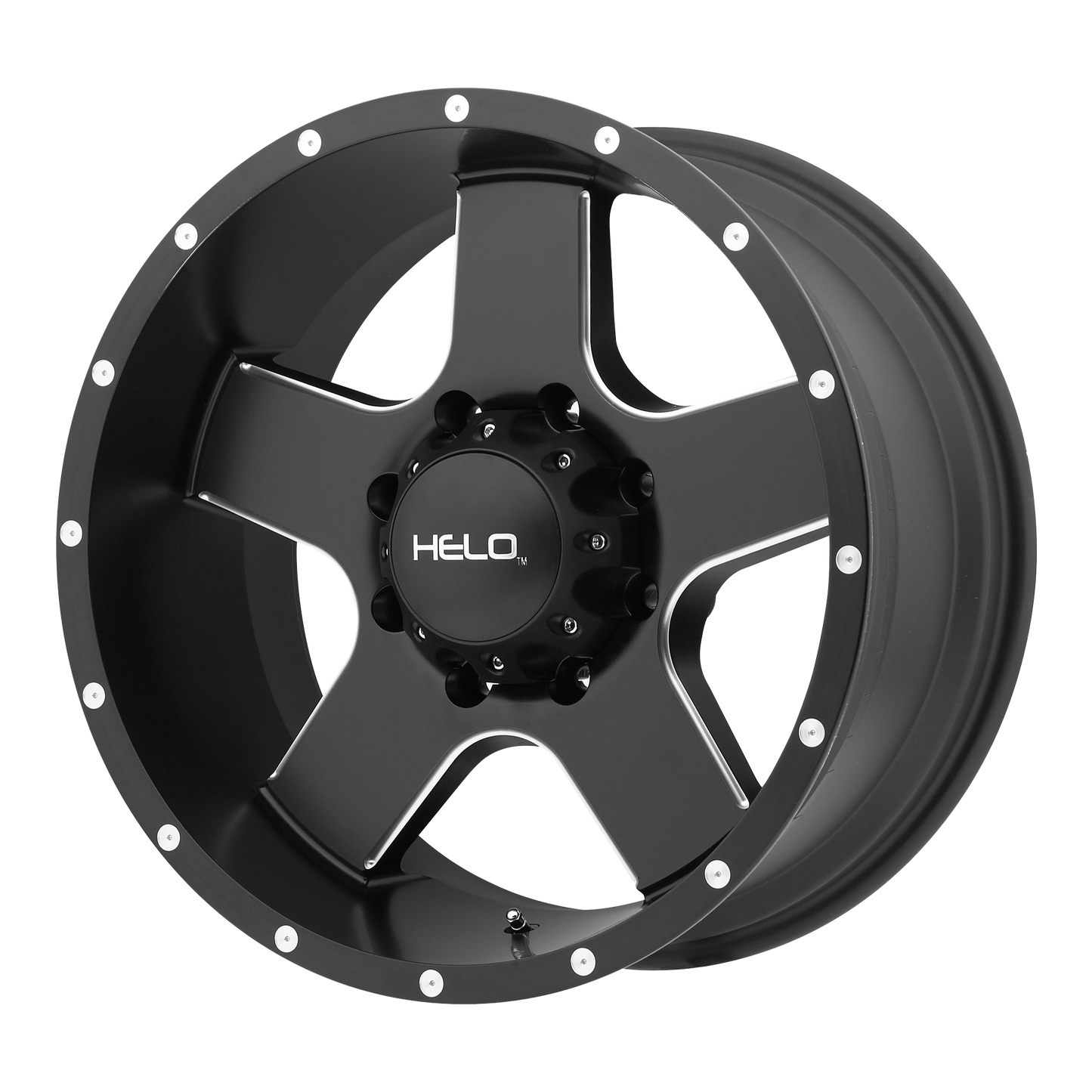 Helo HE886 17X9 -12 5X127/5X5.0 Satin Black With Milled Spokes and Flange