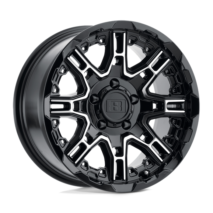 Level 8 SLINGSHOT 16X8.5 -10 6X135/6X5.3 GLOSS BLACK W/ MACHINED FACE