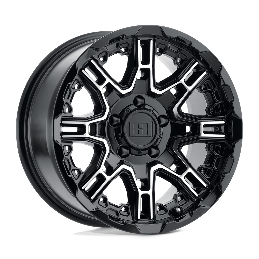 Level 8 SLINGSHOT 17X8.5 -10 5X127/5X5.0 GLOSS BLACK W/ MACHINED FACE