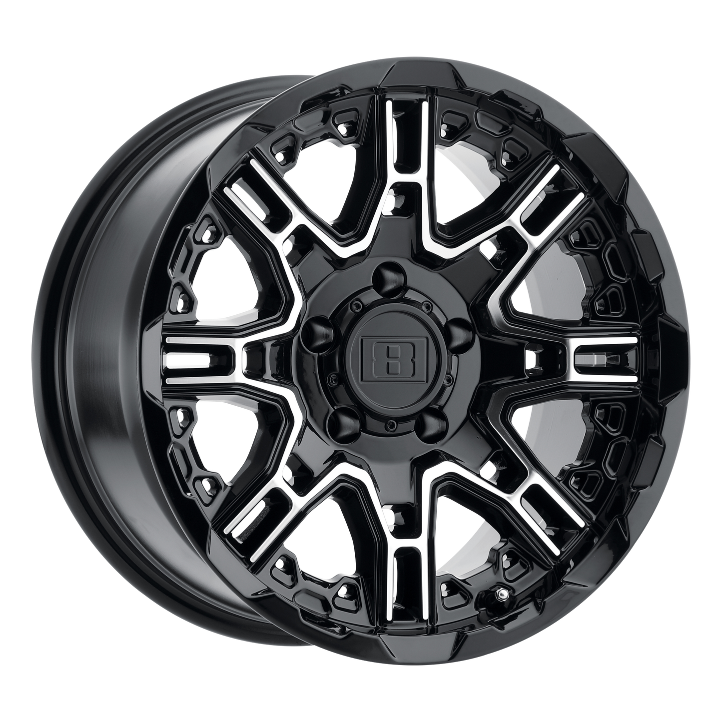 Level 8 SLINGSHOT 20X10 -12 6X139.7/6X5.5 GLOSS BLACK W/ MACHINED FACE