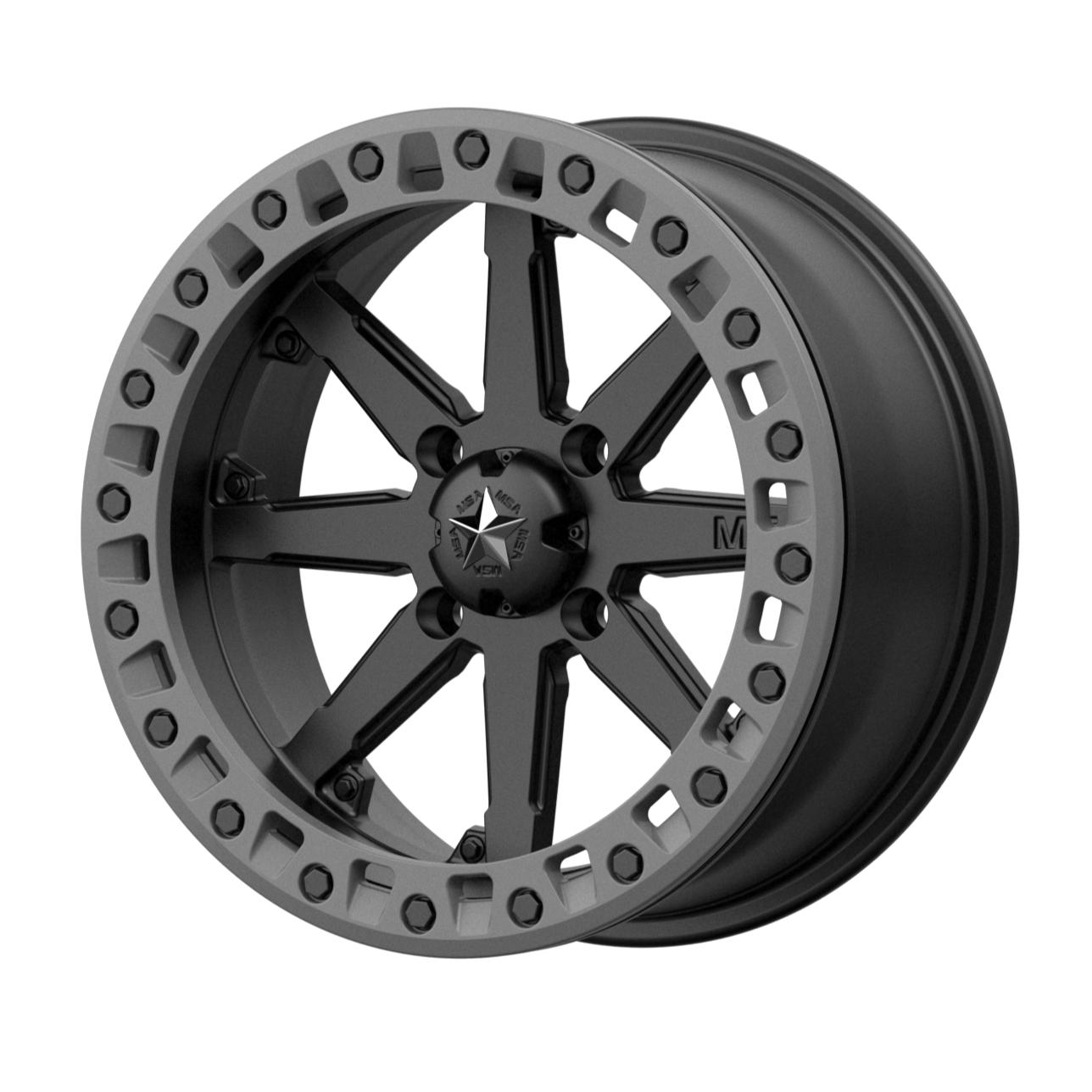 MSA Offroad Wheels M31 LOK2 14x7 0 4x156/4x156 Satin Black Matte Gray Ring