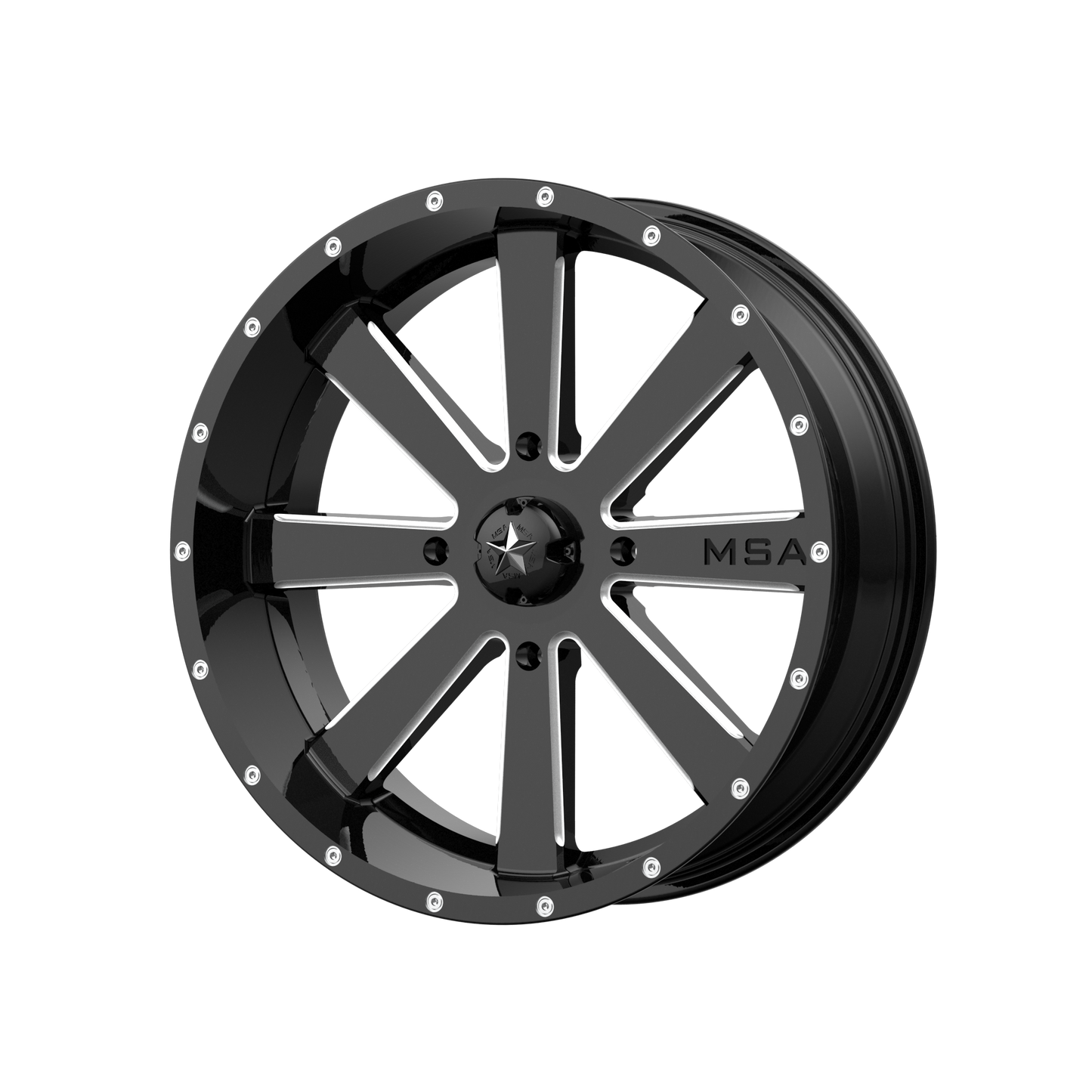 MSA Offroad Wheels M34 FLASH 20x7 0 4x156/4x156 Gloss Black Milled