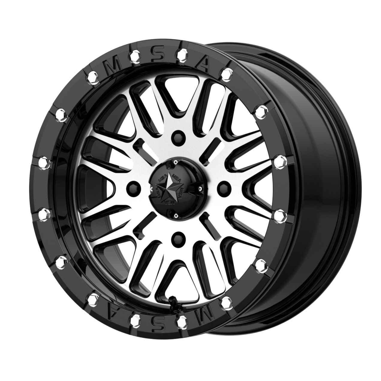MSA Offroad Wheels M37 BRUTE BEADLOCK 14x7 10 4x110/4x110 Gloss Black Machined