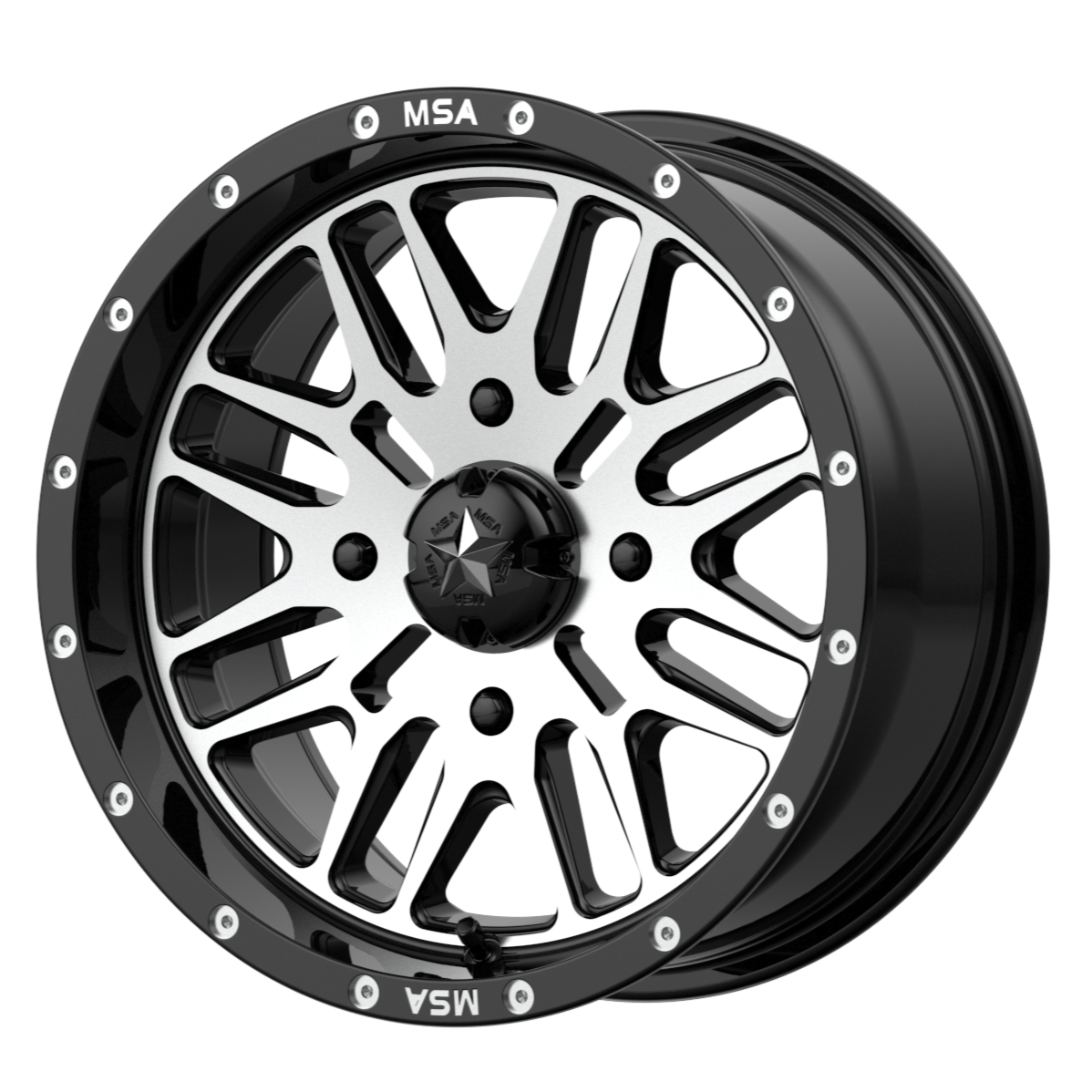 MSA Offroad Wheels M38 BRUTE 14x7 10 4x110/4x110 Gloss Black Machined