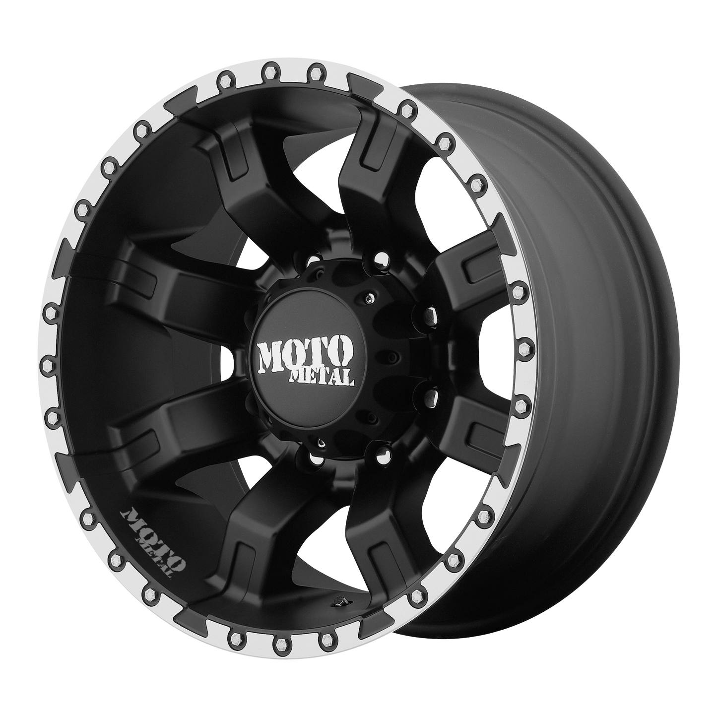 Moto Metal MO968 20X12 -44 8X165.1/8X6.5 Satin Black With Machined Flange