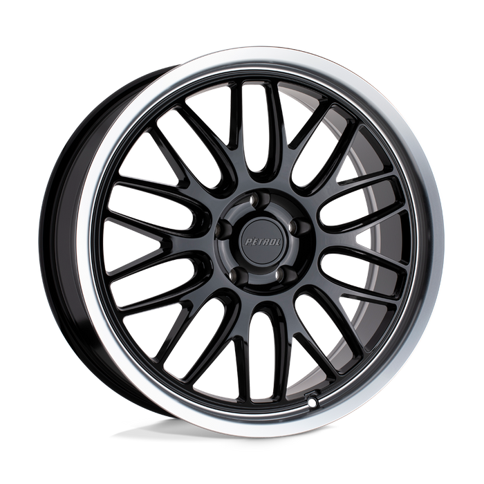 Petrol P4C 18X8 40 5X112/5X112 GLOSS BLACK W/ MACHINED CUT LIP