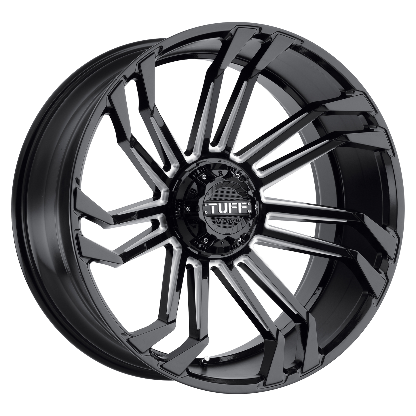 Tuff T21 24X11 -25 6X135/6X5.3 GLOSS BLACK W/ MILLED SPOKES