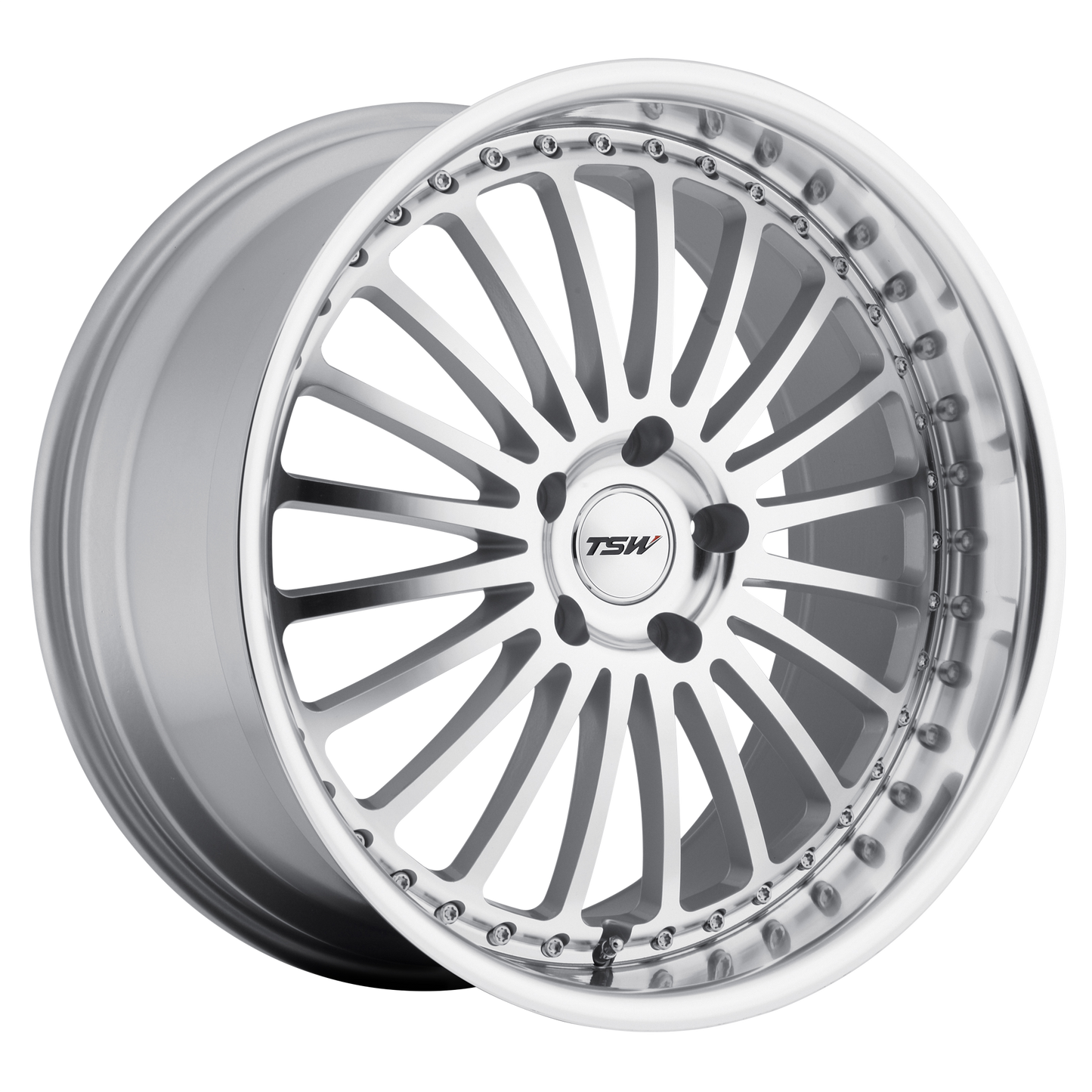 TSW SILVERSTONE 18X8 40 5X114.3/5X4.5 SILVER W/ MIRROR CUT FACE & LIP