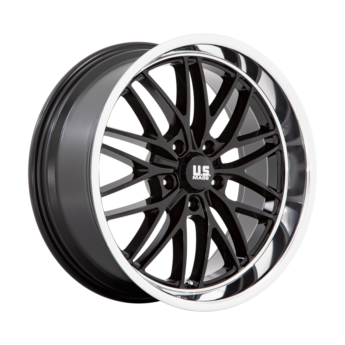 US Mag 1PC U138 SANTA CRUZ 22X10.5 0 5X127 GLOSS BLACK WITH DIAMOND CUT LIP