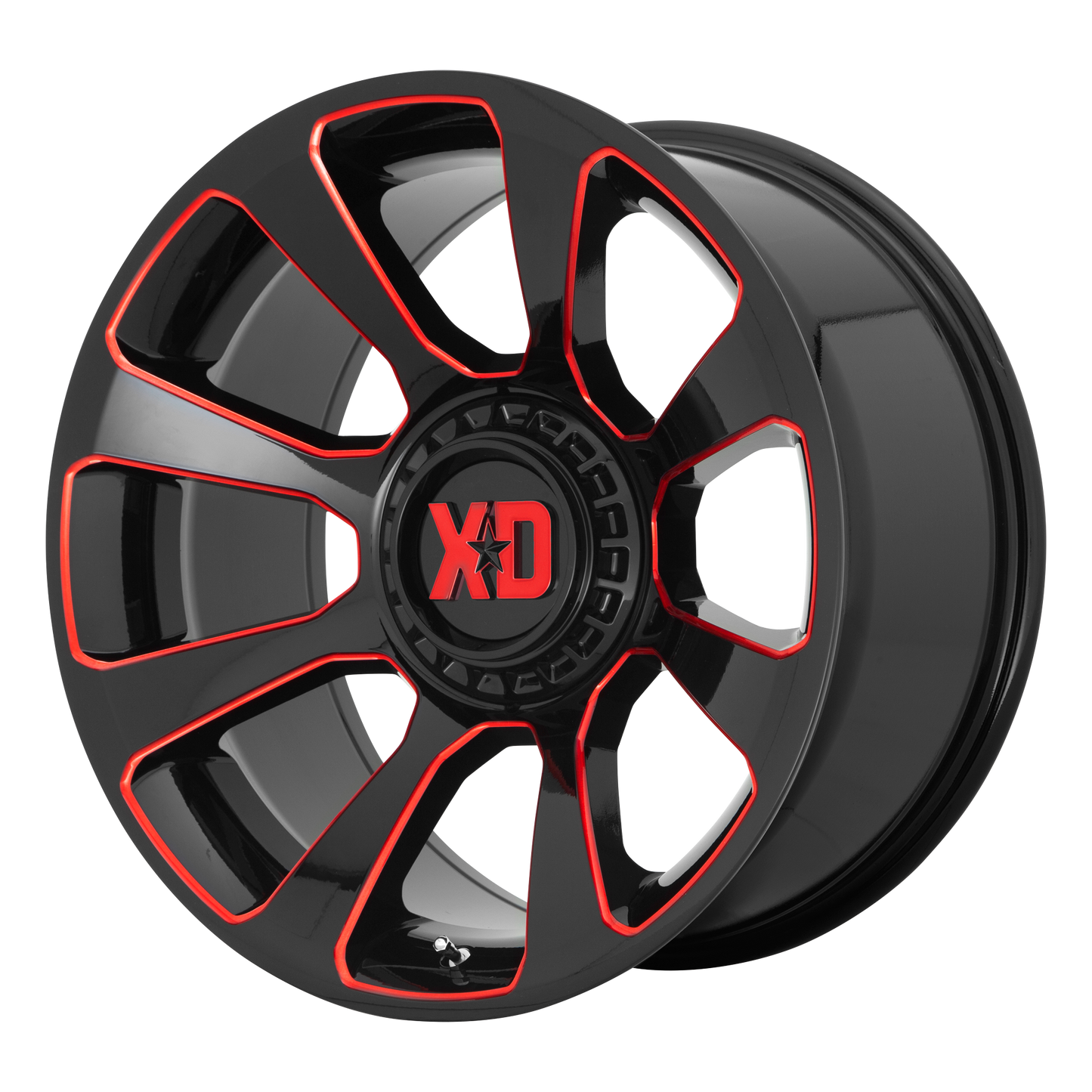 XD XD854 REACTOR 20x10 -18 5x139.7/5x150/5x5.5/150 Gloss Black Milled With Red Tint