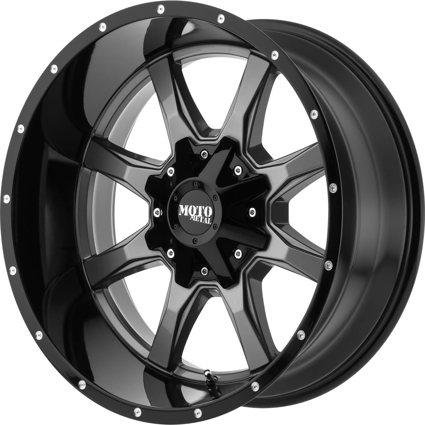 Moto Metal MO970 17X9 -12 8X165.1/8X6.5 Gloss Gray Center Gloss Black Lip