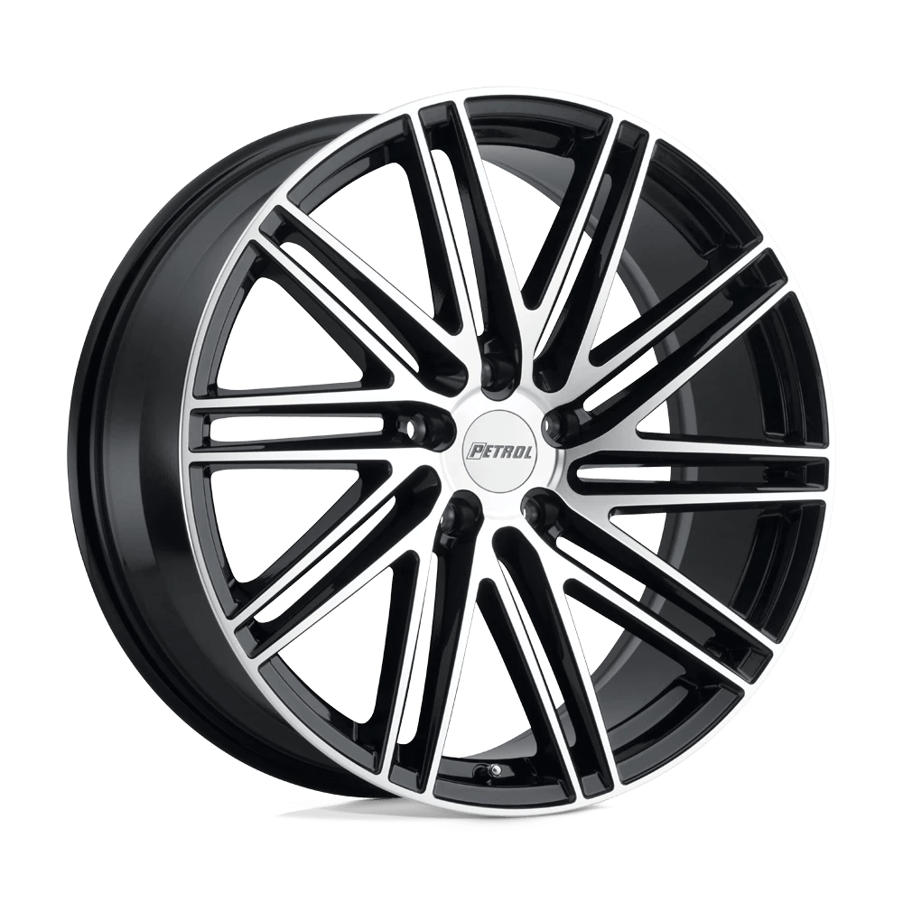 Petrol P1C 20X8.5 40 5X114.3/5X4.5 GLOSS BLACK W/ MACHINED FACE