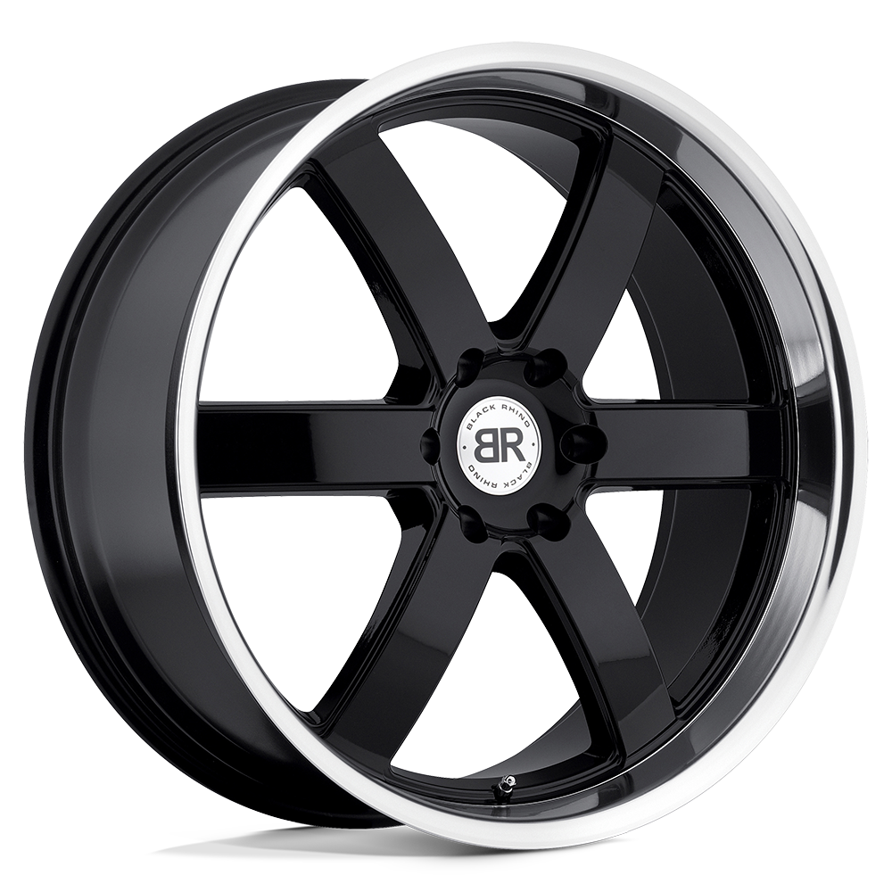 BLACK RHINO PONDORA 20X8.5 45 6X139.7 GLOSS BLACK W/ MACHINE RING