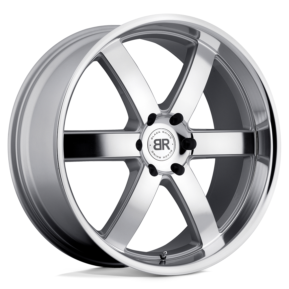 BLACK RHINO PONDORA 20X8.5 30 6X139.7 SILVER W/ MACHINE FACE & LIP