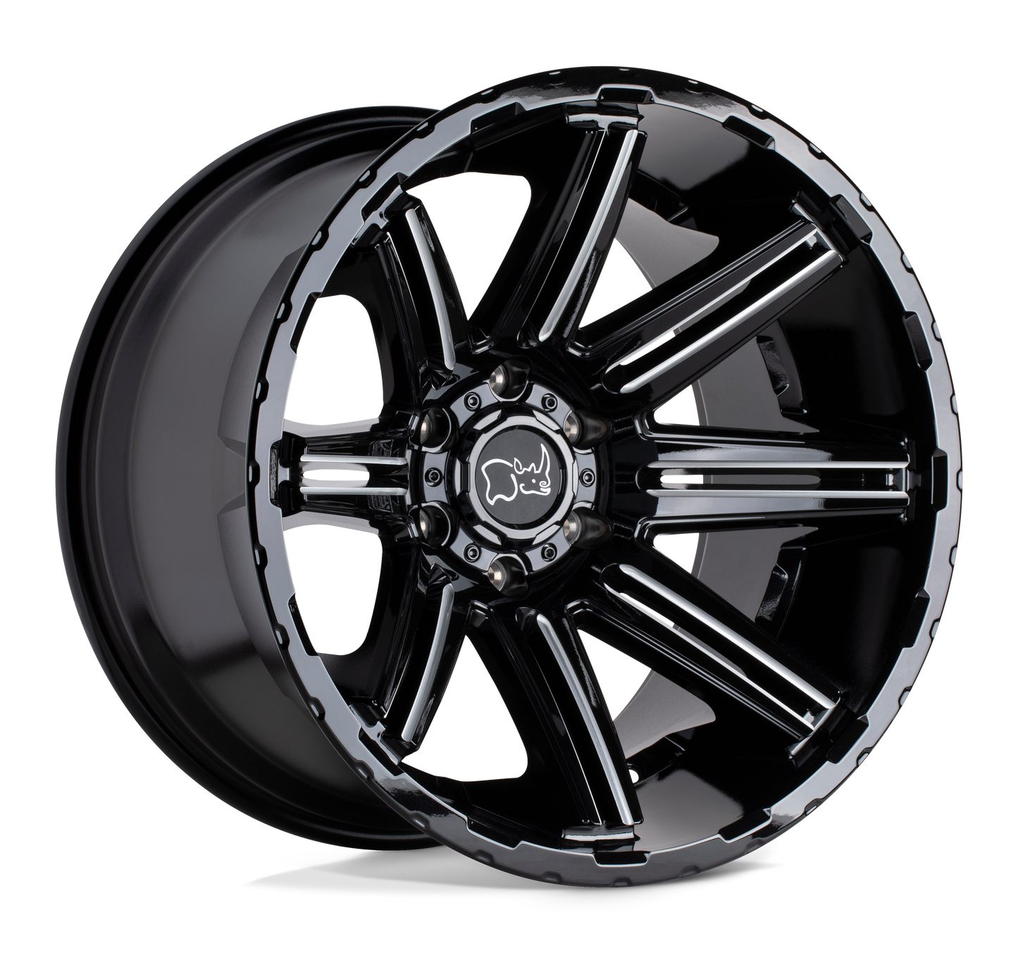 Black Rhino RAMPAGE 20X9.5 18 6X139.7/6X5.5 GLOSS BLACK W/ MIRROR CUT FACE & TRANSLUCENT CLEAR