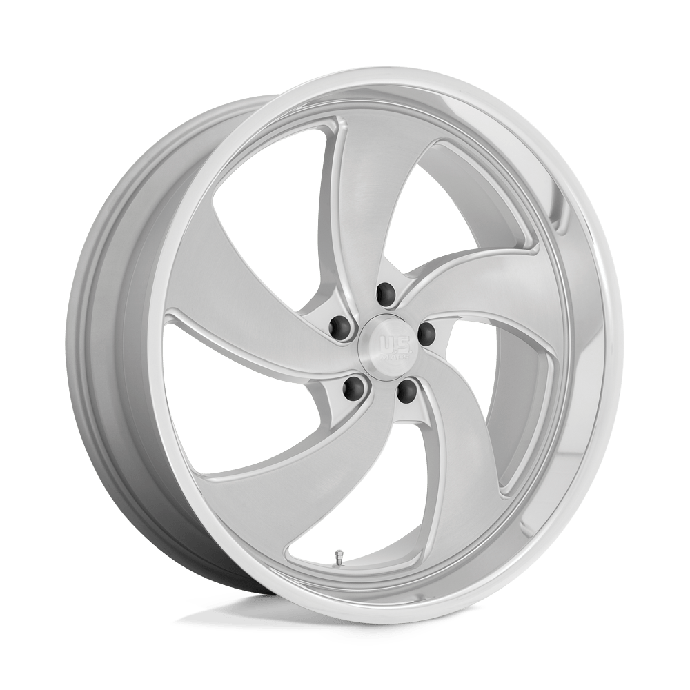 US MAG 1PC U134 DESPERADO 24X9 1 5X120.65 SILVER BRUSHED FACE MILLED DIAMOND CUT MILLED C-BORE 72.56