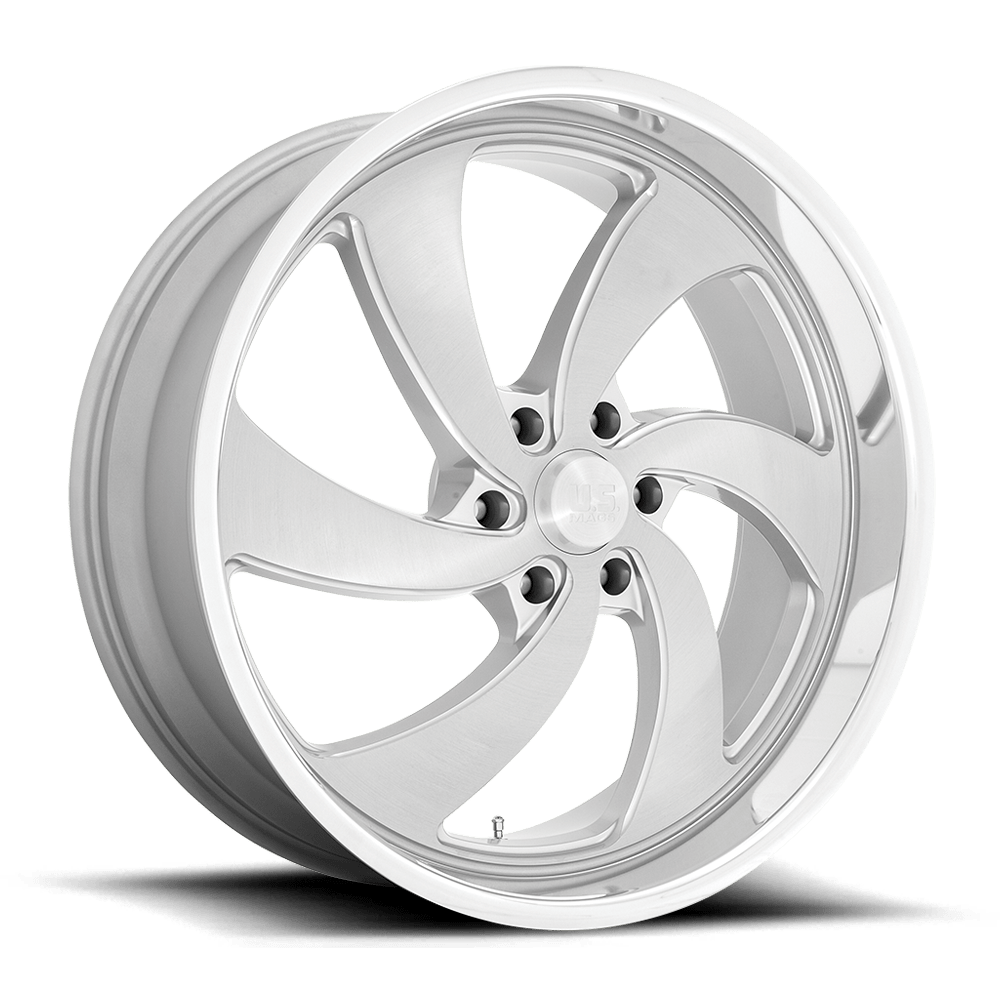 US MAG 1PC U134 DESPERADO 24X10 25 6X139.7 SILVER BRUSHED FACE MILLED DIAMOND CUT MILLED C-BORE 78.1