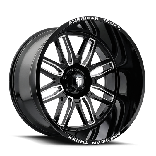 American Truxx AT1915 Restless - 22x12 -44mm 6x139.7 (6x5.5) Gloss Black Machined Wheel | AT1915-22283M