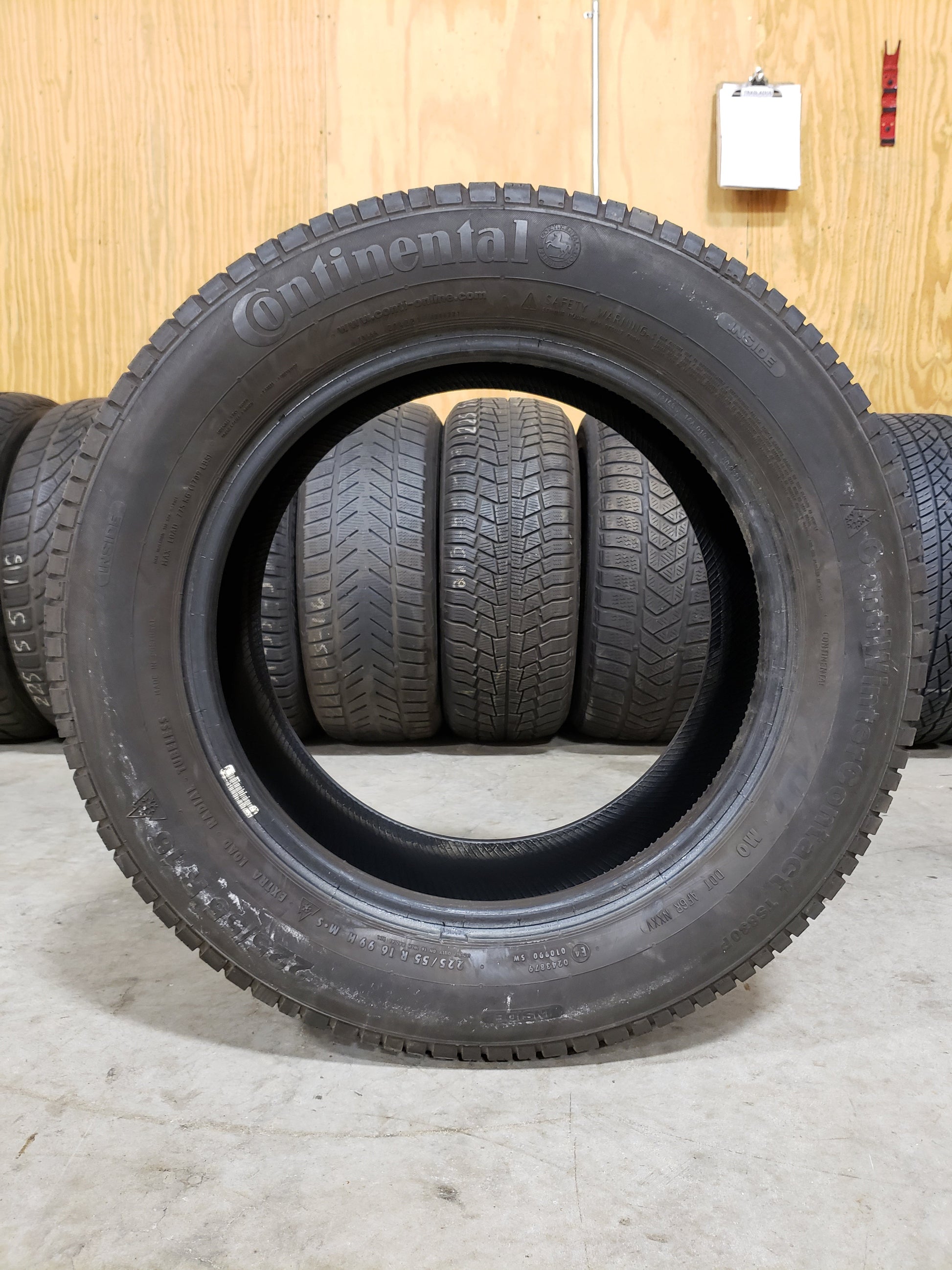 SINGLE 225/55R16 Continental Conti Winter Contact TS830P 99H XL - Used Tires