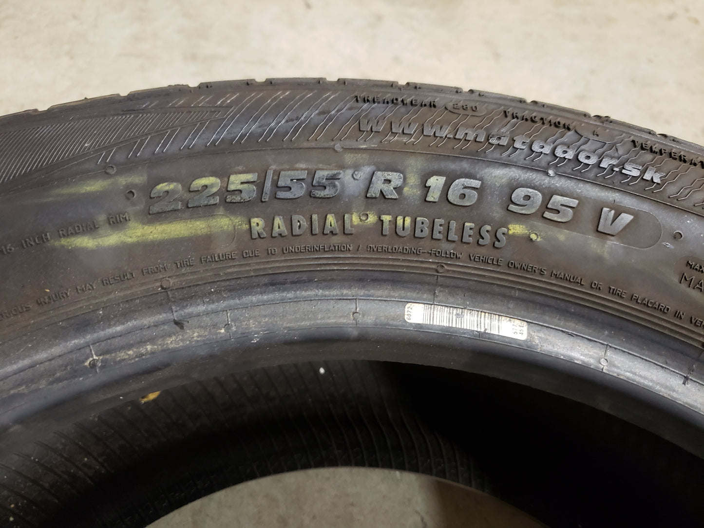 SINGLE 225/55R16 Matador Elite3 95V XL - Used Tires