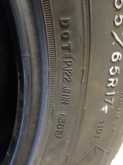 SET OF 4 255/65R17 Goodyear Wrangler Fortitude HT 110 T SL - Used Tires