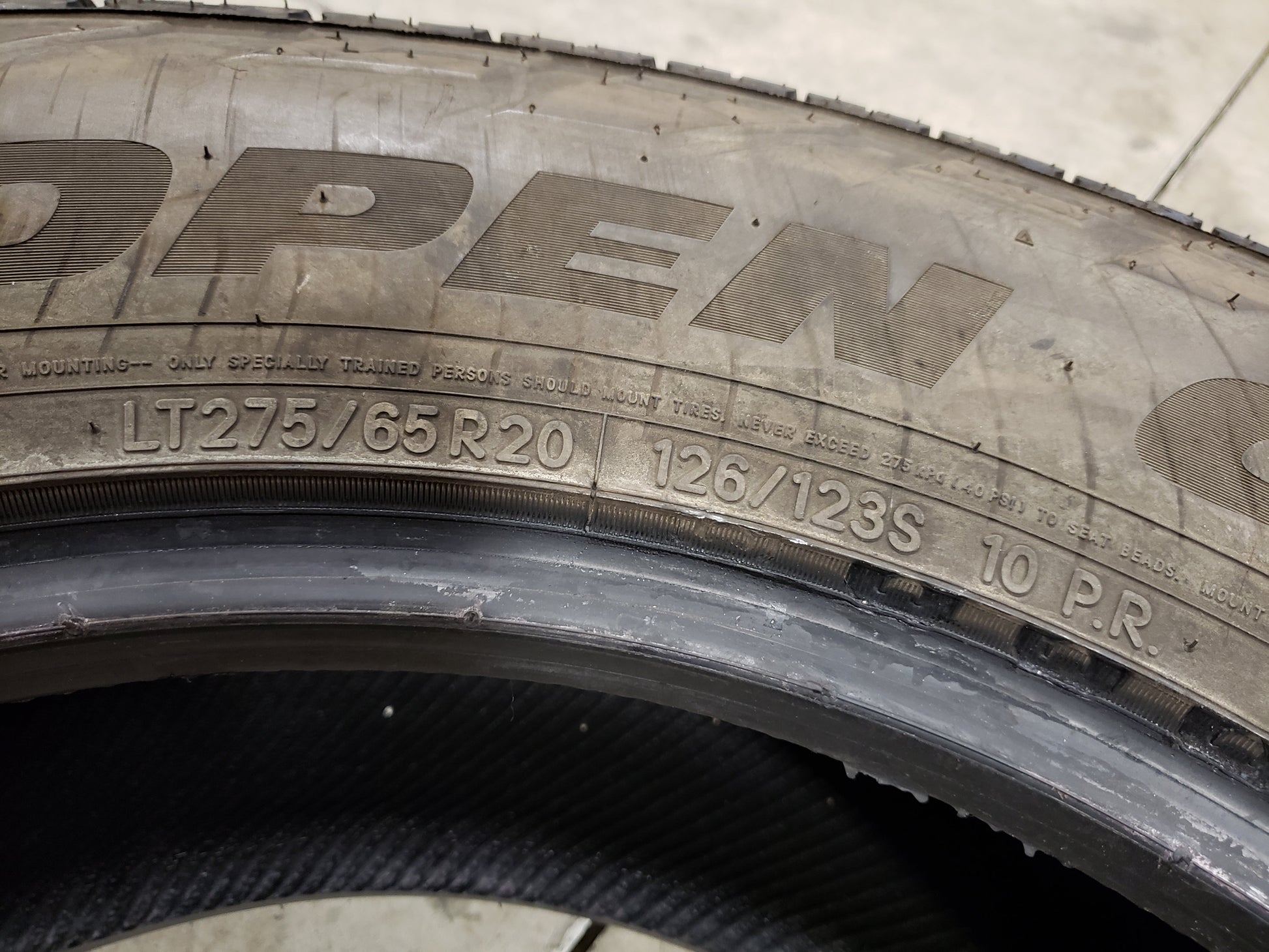 SET OF 3 275/65R20 Toyo Open Country H/T II 126/123 S E - Used Tires