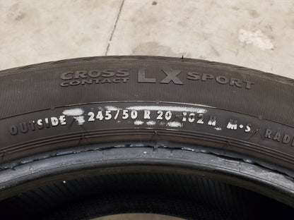 SINGLE 245/50R20 Continental Cross Contact LX Sport 102 H SL - Used Tires