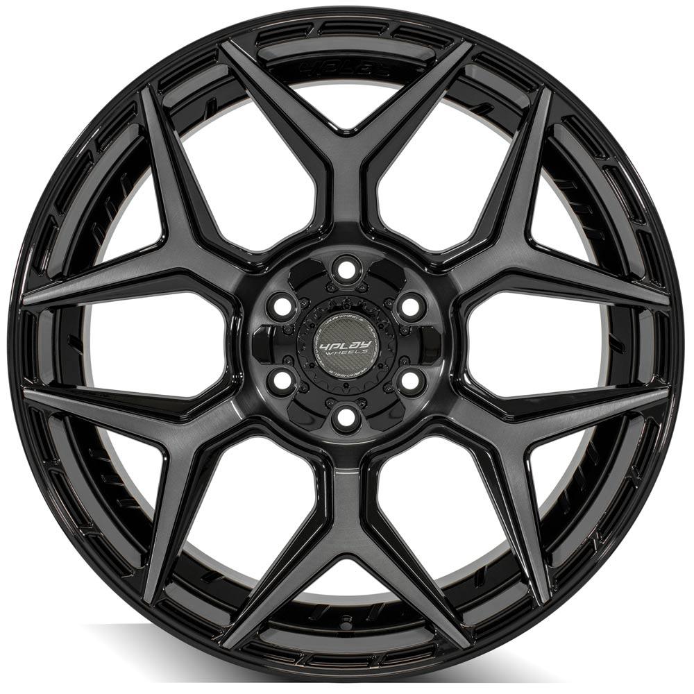 4Play 4P06 22x10 -18 5x127/5x139.7 Gloss Black with Brushed Spoke Faces