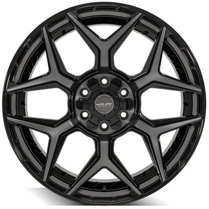 4Play 4P06 22x12 -44 5x127/5x139.7 Gloss Black with Brushed Spoke Faces
