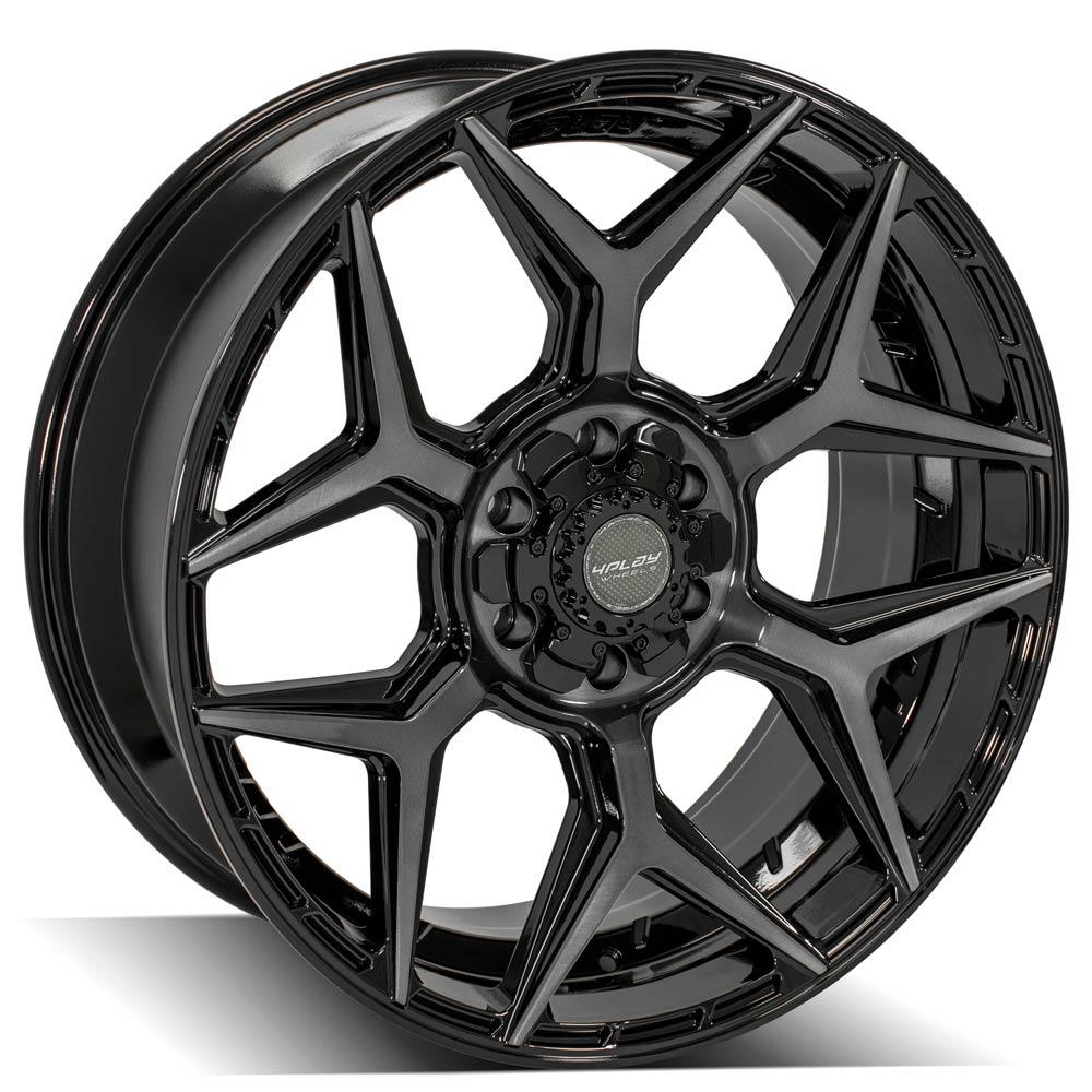 4Play 4P06 22x10 -18 5x127/5x139.7 Gloss Black with Brushed Spoke Faces