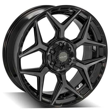 4Play 4P06 22x12 -44 5x127/5x139.7 Gloss Black with Brushed Spoke Faces