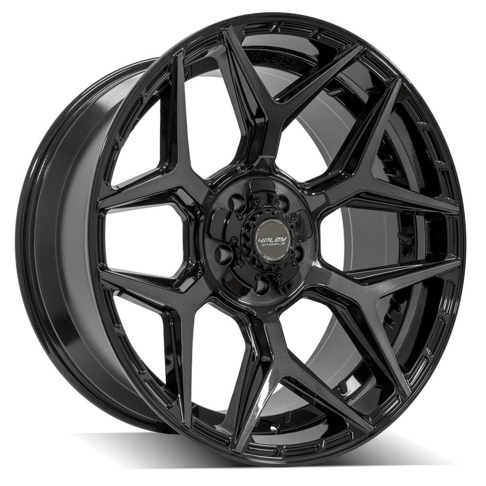 4Play 4P06 22x10 -18 5x127/5x139.7 Gloss Black with Brushed Spoke Faces