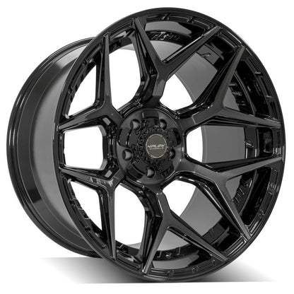 SET OF 4 WHEEL & TIRE PACKAGE | 4Play 4P06 22x12 -44 6x135/6x139.7 Gloss Black | 35x12.50R22LT VENOM POWER TERRA HUNTER X/T