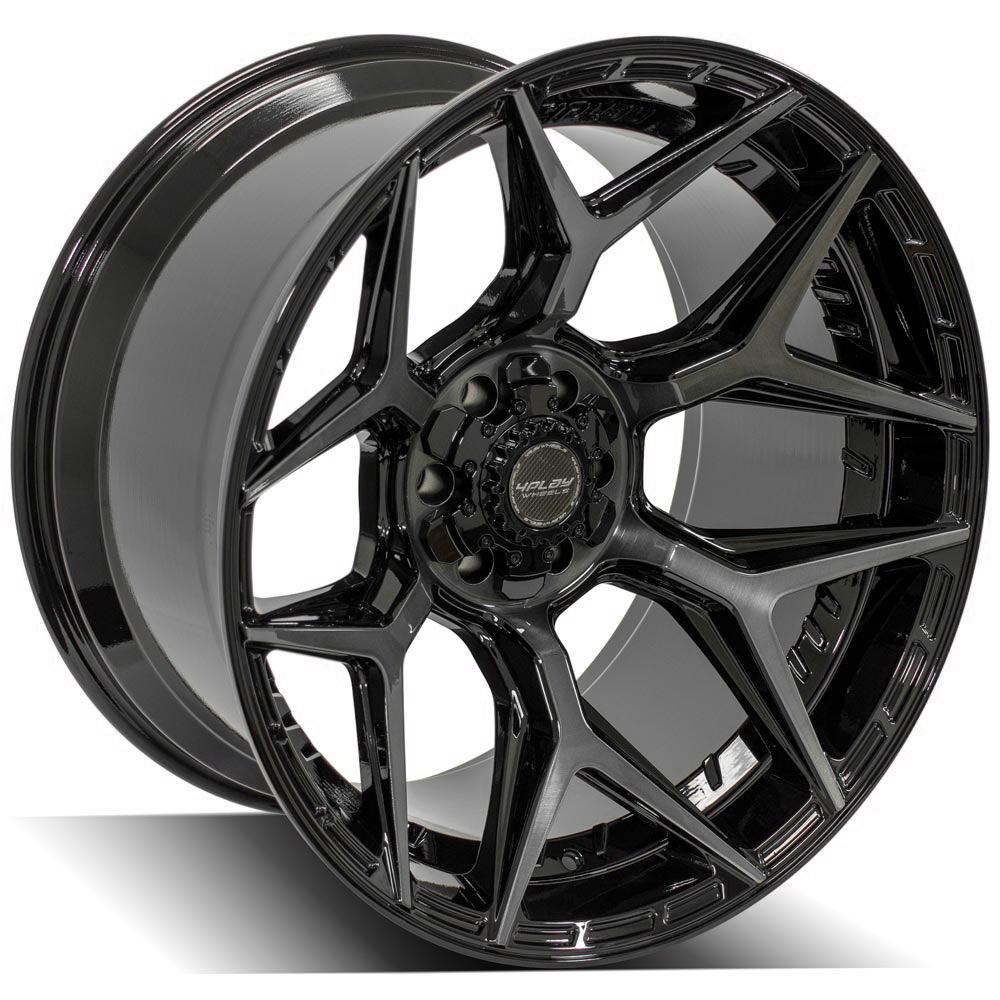 4Play 4P06 24x12 -44 6x135/6x139.7 Gloss Black with Brushed Spoke Faces