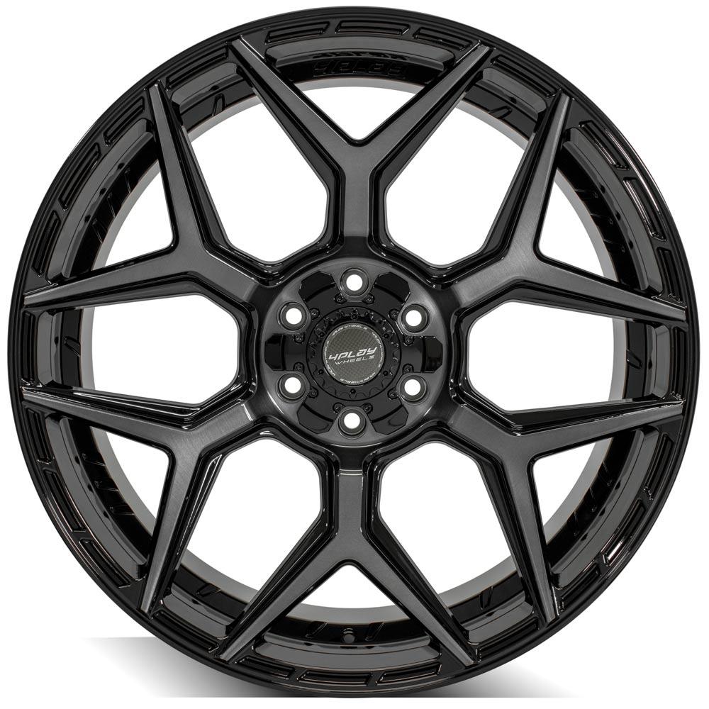 4Play 4P06 24x12 -44 6x135/6x139.7 Gloss Black with Brushed Spoke Faces