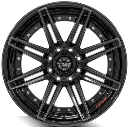 4PLAY Gen2 4P08 22x10 8x180mm -24et in Gloss Black w/ Brushed Face & Tinted Clear