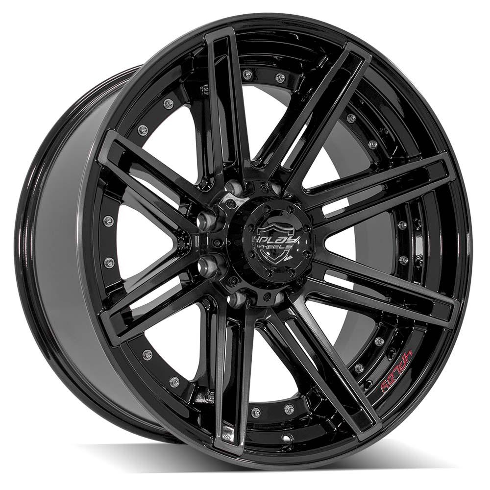 4PLAY Gen2 4P08 22x10 8x180mm -24et in Gloss Black w/ Brushed Face & Tinted Clear