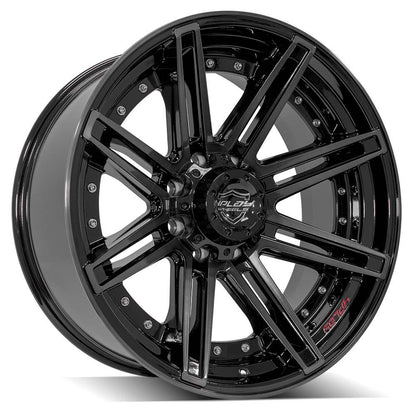 4PLAY Gen2 4P08 22x10 8x180mm -24et in Gloss Black w/ Brushed Face & Tinted Clear