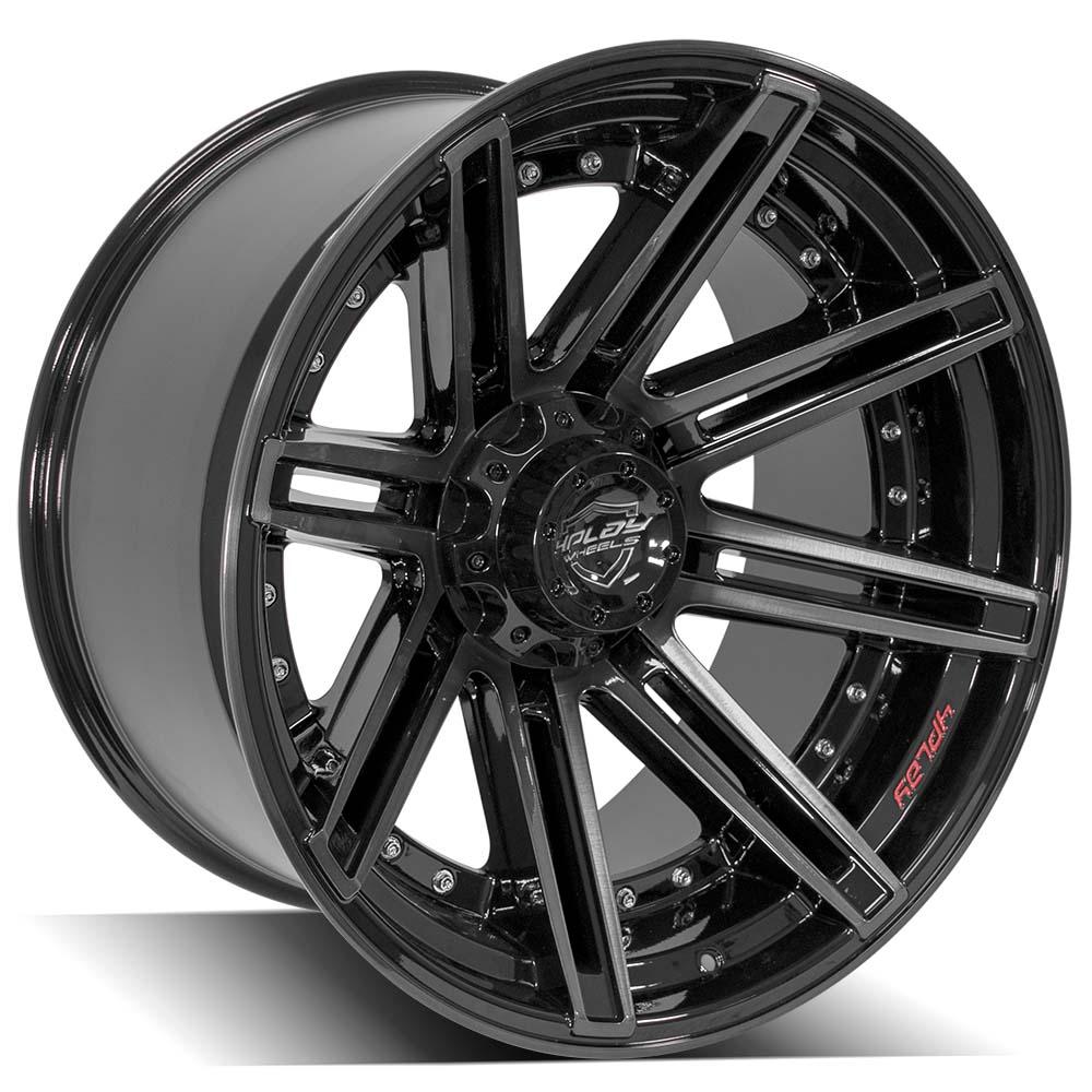 4PLAY 4P08 WHEELS | 22X12 -44MM | 6X135,6X139.7 (6X5.5) | BRUSHED BLACK