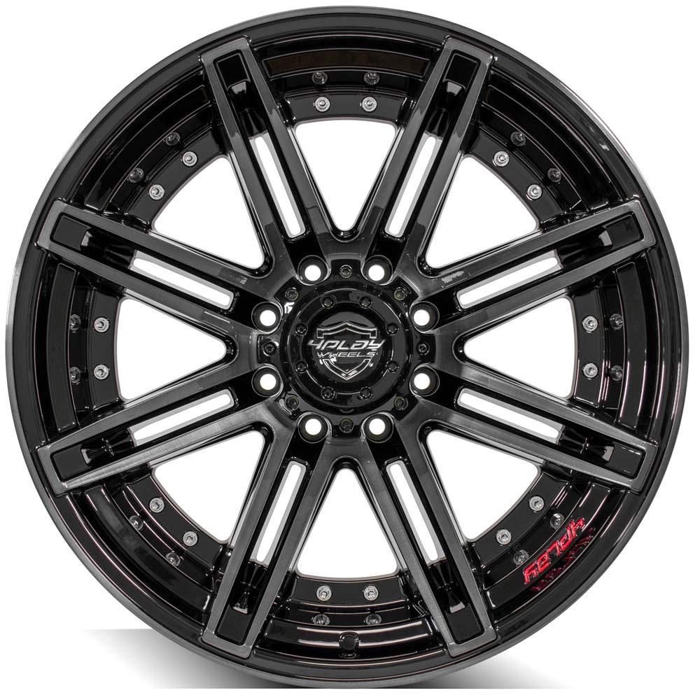 4PLAY Gen2 4P08 22x12 8x170mm -44et in Gloss Black w/ Brushed Face & Tinted Clear