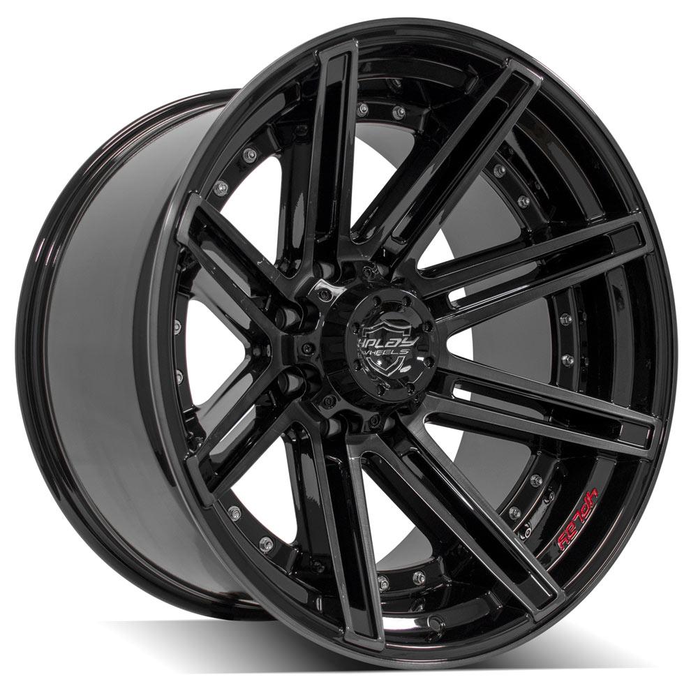4PLAY Gen2 4P08 22x12 8x170mm -44et in Gloss Black w/ Brushed Face & Tinted Clear