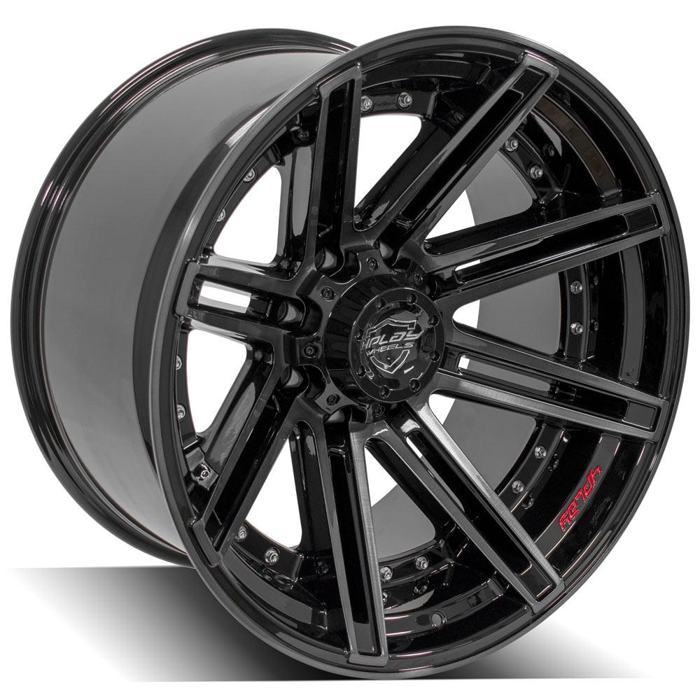 4PLAY Gen2 4P08 22x12 8x170mm -44et in Gloss Black w/ Brushed Face & Tinted Clear