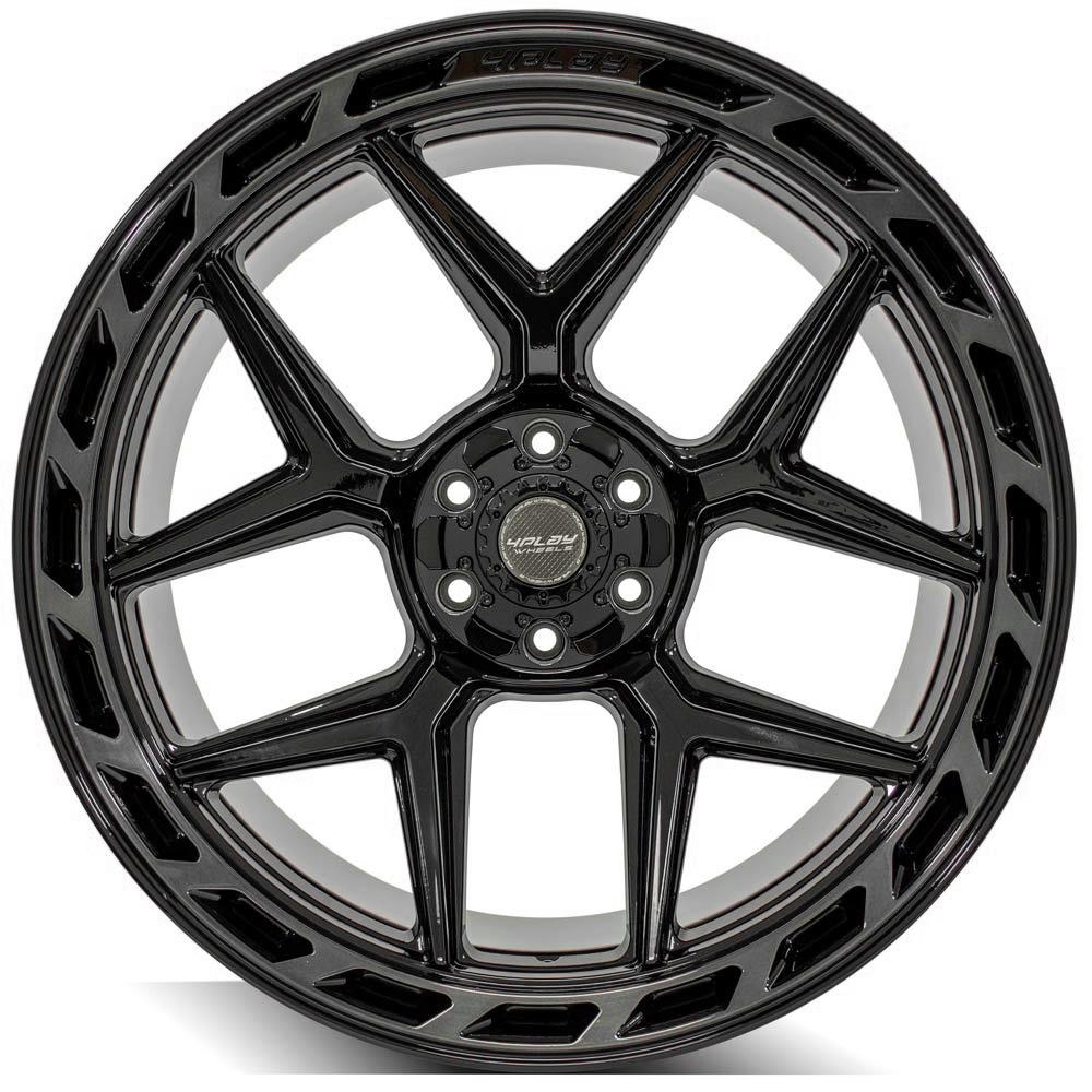 SET OF 4 WHEEL & TIRE PACKAGE | 4Play 4P55 22x12 -44 5x127/5x139.7 Gloss Black | 33x12.50R22 SureTrac Wide Climber R/T I