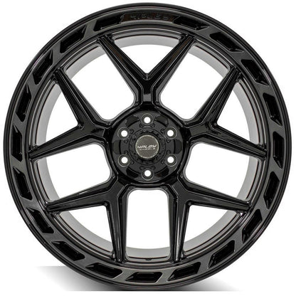 SET OF 4 WHEEL & TIRE PACKAGE | 4Play 4P55 22x12 -44 5x127/5x139.7 Gloss Black | 33x12.50R22 SureTrac Wide Climber R/T I