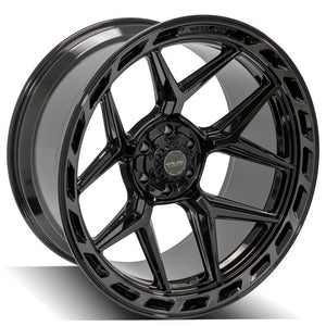 SET OF 4 WHEEL & TIRE PACKAGE | 4Play 4P55 22x12 -44 6x135/6x139.7 Gloss Black Brushed | 33x12.50R22 SureTrac Wide Climber R/T I