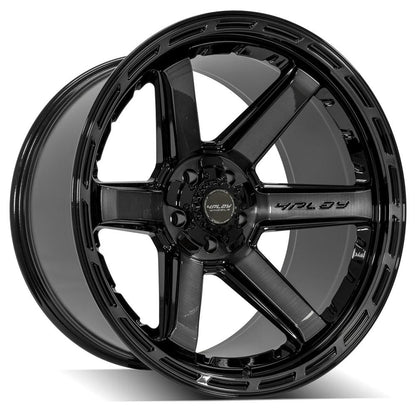 SET OF 4 WHEEL & TIRE PACKAGE | 4Play 4P63 22x12 -44 6x135/6x139.7 Gloss Black | 33x12.50R22 SureTrac Wide Climber R/T I