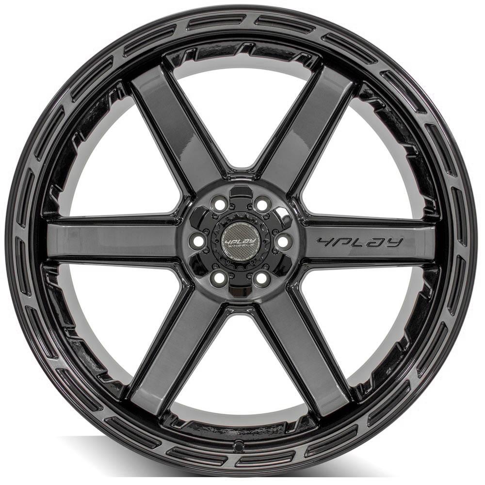 SET OF 4 WHEEL & TIRE PACKAGE | 4Play 4P63 22x10 -18 5x127/5x139.7 Gloss Black | 33x12.50R22 SureTrac Wide Climber R/T I