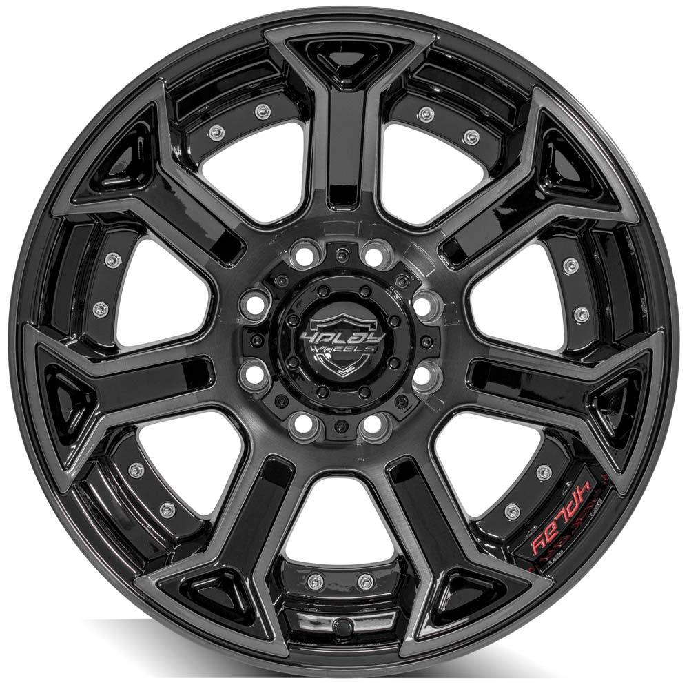 4PLAY Gen2 4P70 20x10 8x180mm -24et in Gloss Black w/ Brushed Face & Tinted Clear