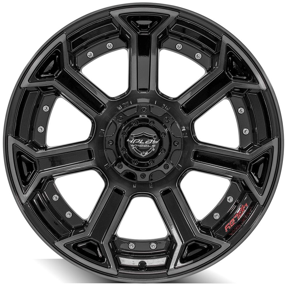 4PLAY Gen2 4P70 22x10 6x135mm & 6x5.5" -18et in Gloss Black w/ Brushed Face & Tinted Clear